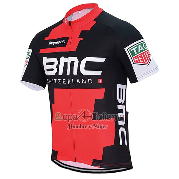 Bmc Ropa Ciclismo Culotte Corto 2017 Mangas Cortas Rojo y Negro